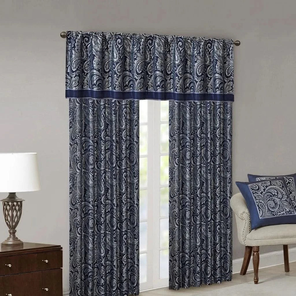 Jacquard Curtain Panels Polyester Multicolor Pair Faux Silk Sheen Media 11