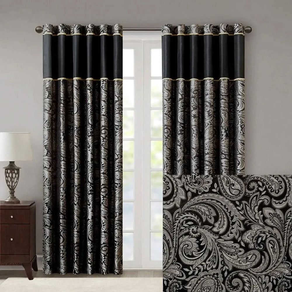 Jacquard Curtain Panels & Polyester Faux Silk Light Sheen Set 2 Pack Media 15