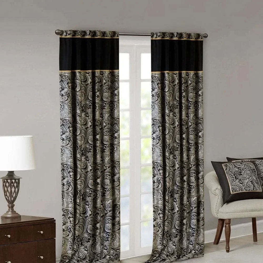 Jacquard Curtain Panels & Polyester Faux Silk Light Sheen Set 2 Pack Media 14