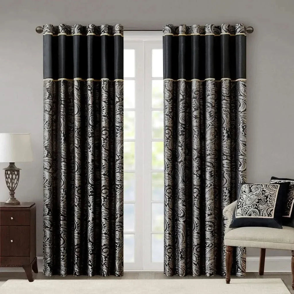 Jacquard Curtain Panels Polyester Damask Pattern For Living Room Decor Media 13
