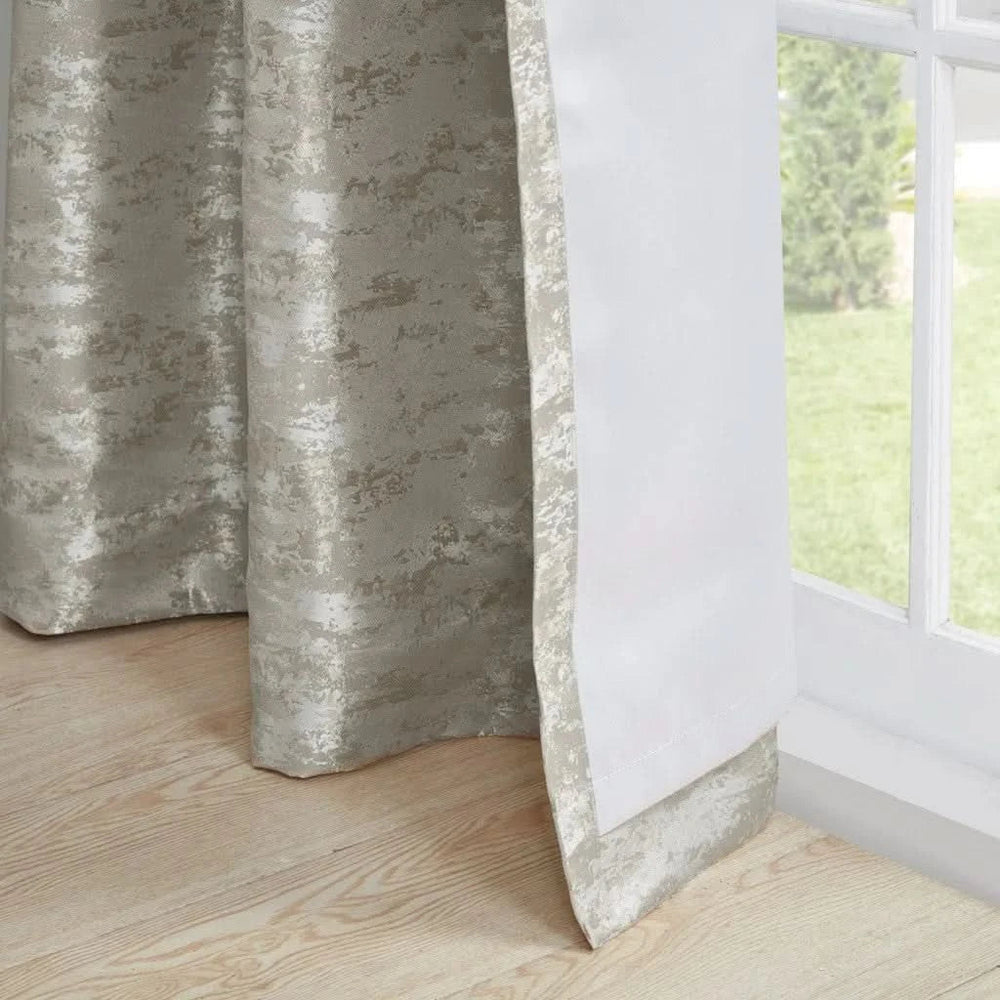 Total Blackout Curtain Panel Polyester Jacquard Lined Contemporary Grey Media 6