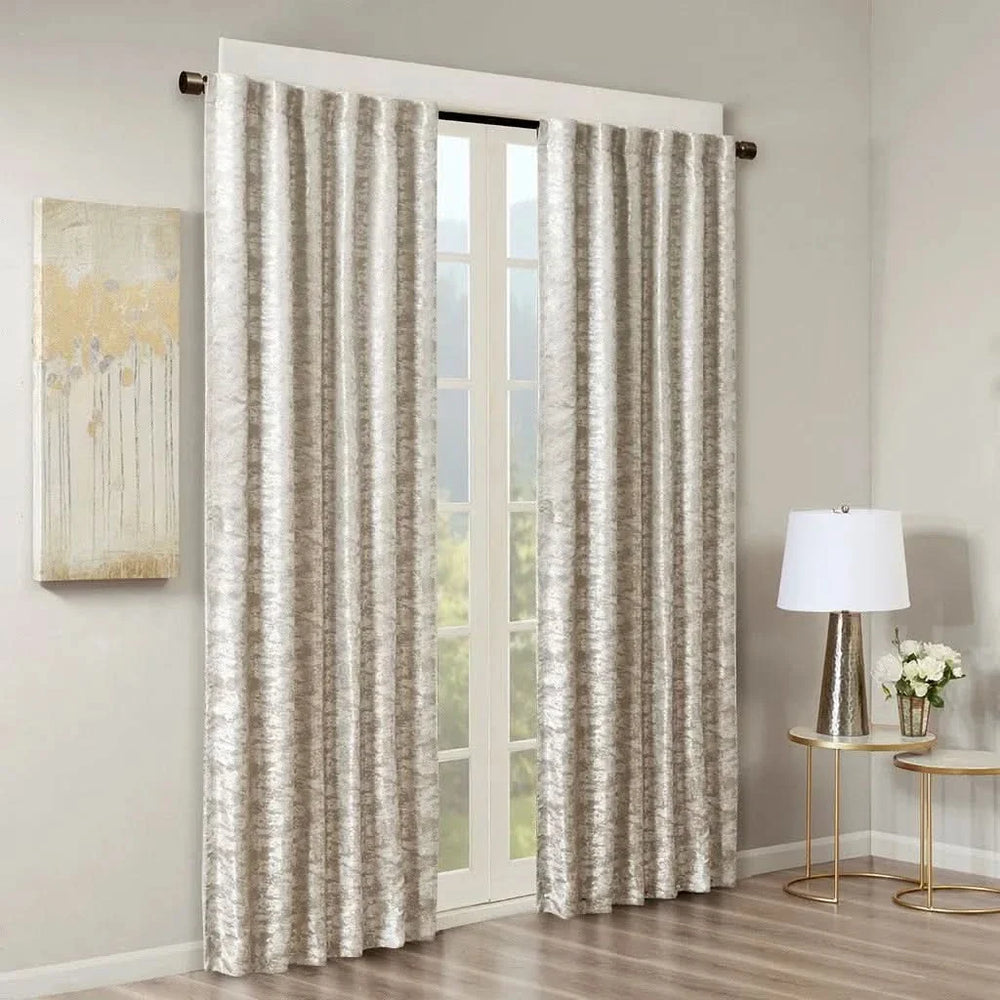 Total Blackout Curtain Panel Polyester Jacquard Lined Contemporary Grey Media 7