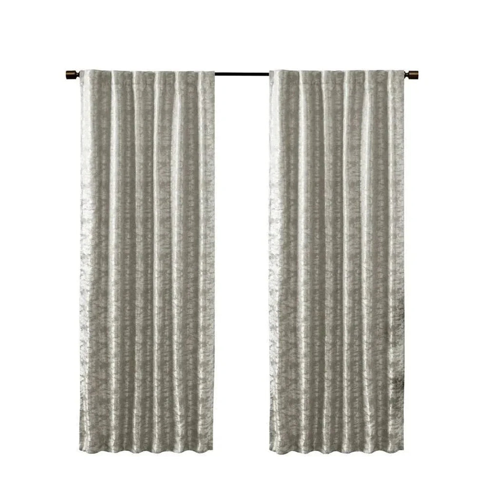 Total Blackout Curtain Panel Polyester Jacquard Lined Contemporary Grey Media 2
