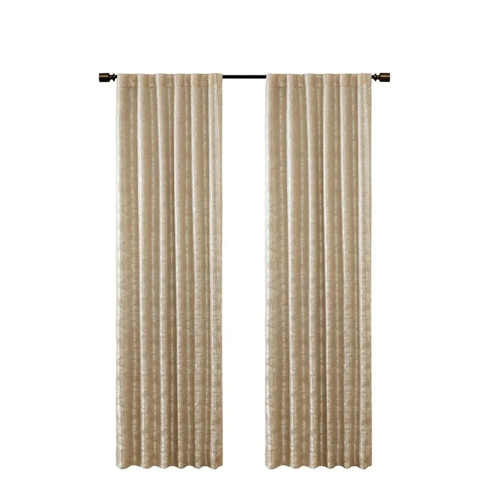 Total Blackout Curtain Panel Jacquard Lined Polyester Gold Marble Pattern Media 12