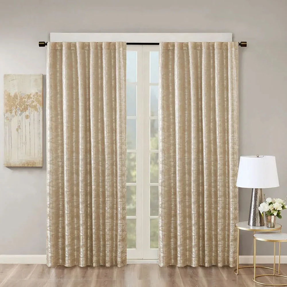 Blackout Curtain Panel Jacquard Lined Polyester Rod Pocket Back Tab Media 1