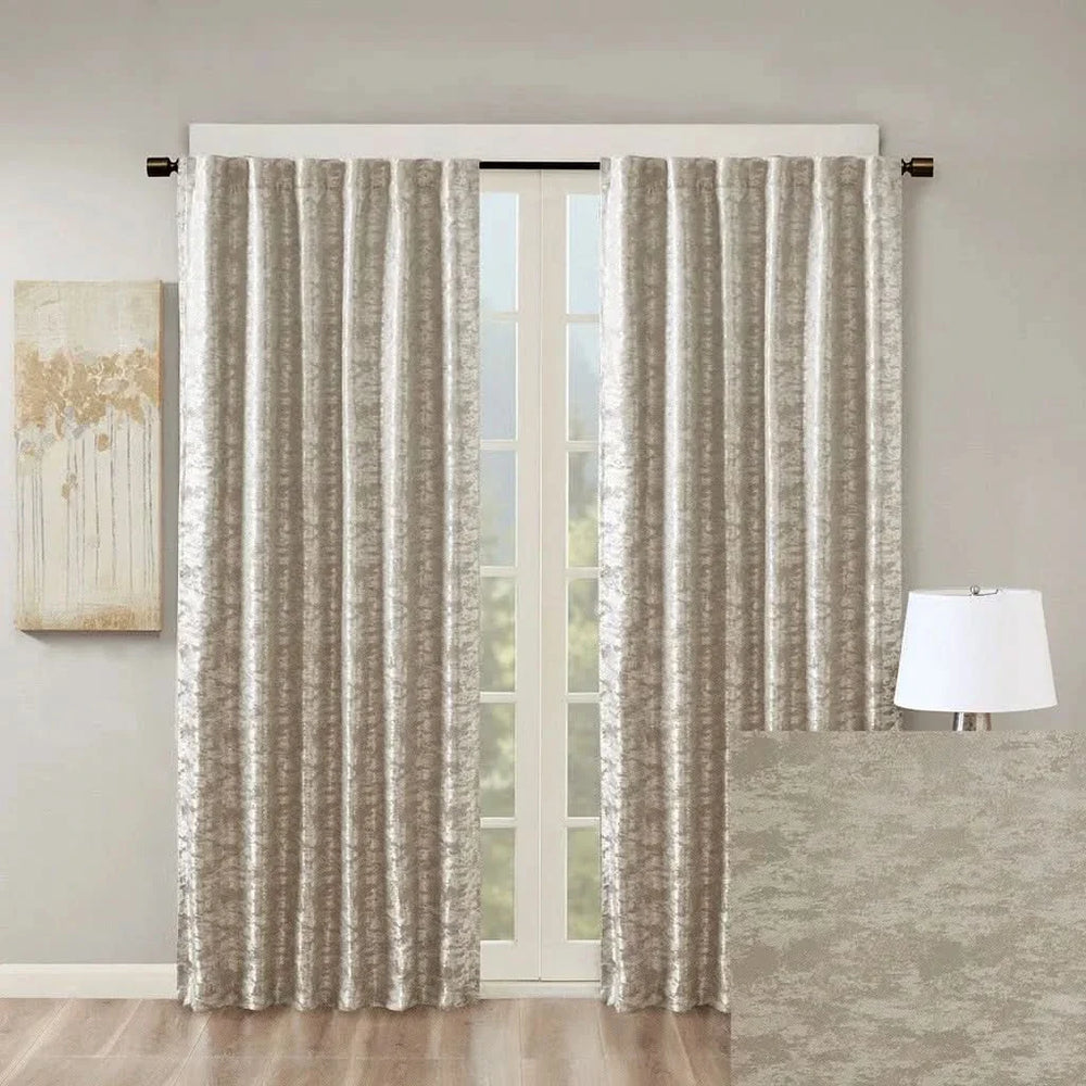 Total Blackout Curtain Panel Polyester Jacquard Lined Contemporary Grey Media 1