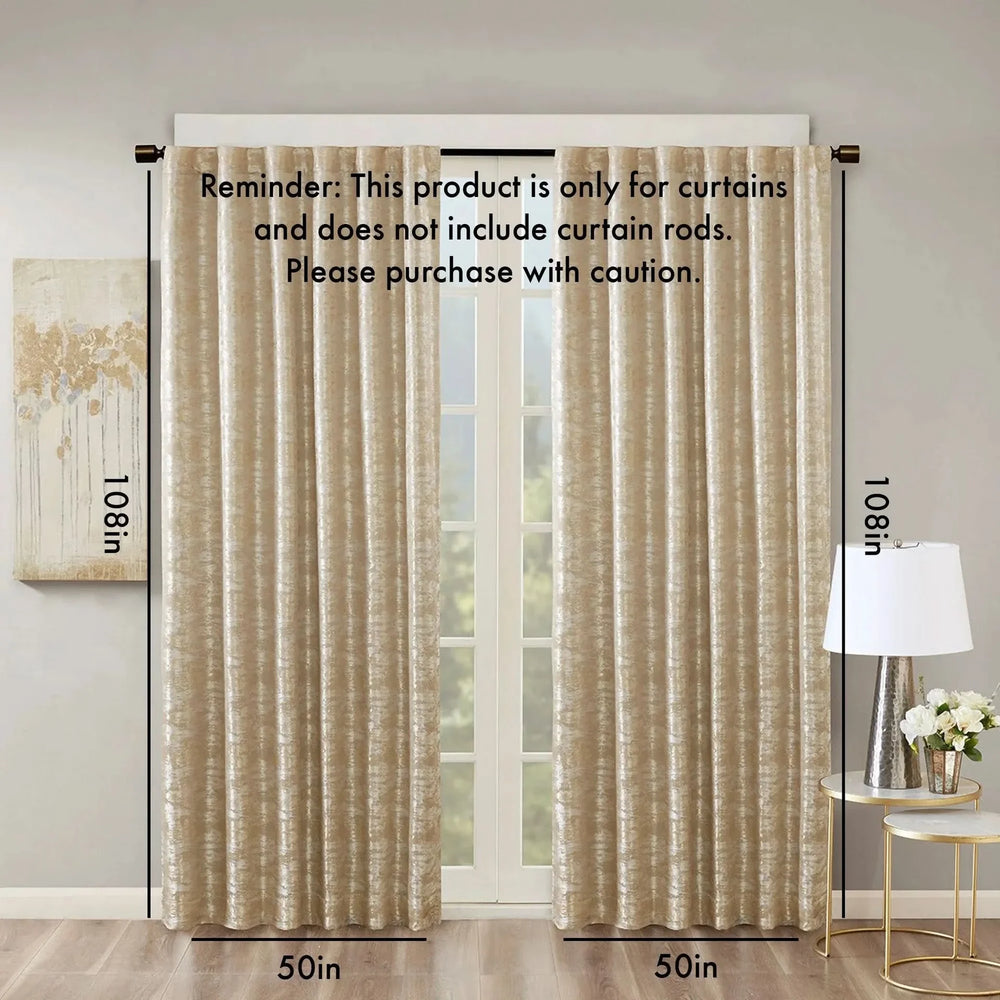 Total Blackout Curtain Panel Jacquard Lined Polyester Gold Marble Pattern Media 2