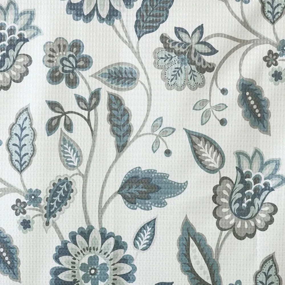 Curtain Panel Jacquard Polyester Room Darkening Aqua Floral Print Media 4