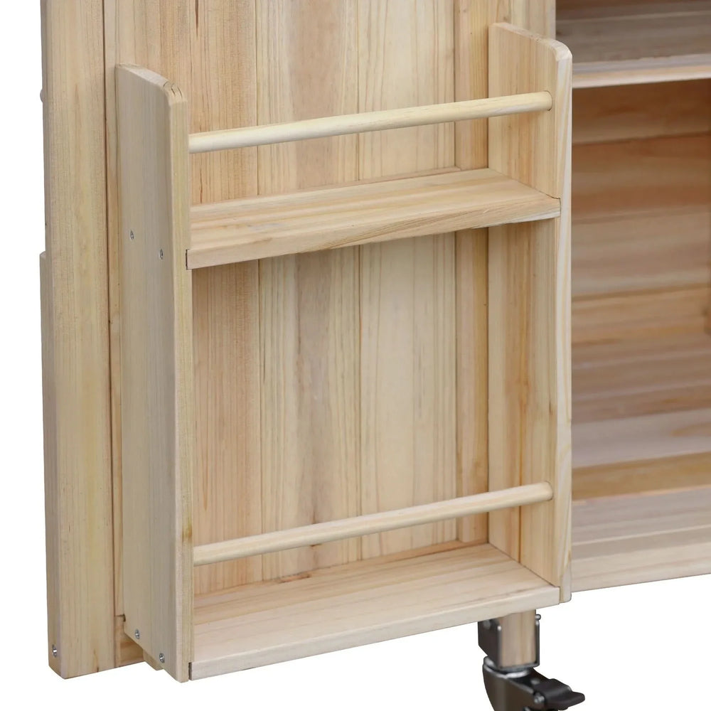 Outdoor Kitchen Island Solid Wood & Stainless Steel Top Rolling Cart Media 18