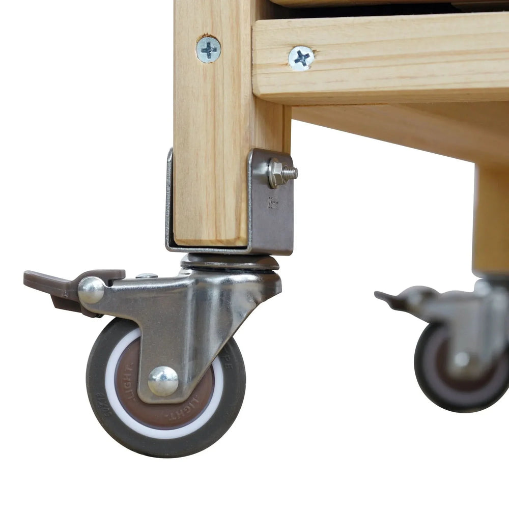 Outdoor Kitchen Island Solid Wood & Stainless Steel Top Rolling Cart Media 23