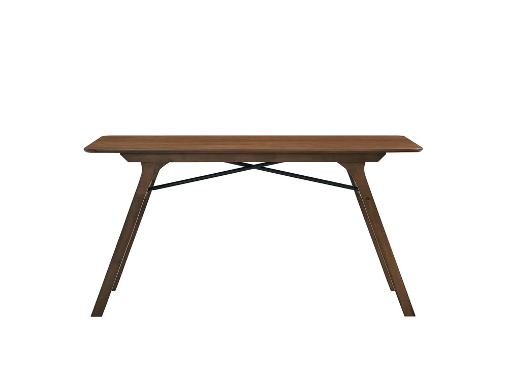 Dining Table Walnut Finish Synthetic Wood Rectangular Durable Midcentury Media 3