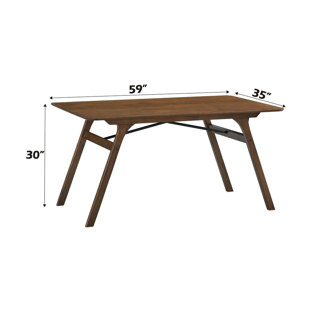 Dining Table Walnut Finish Synthetic Wood Rectangular Durable Midcentury Media 2