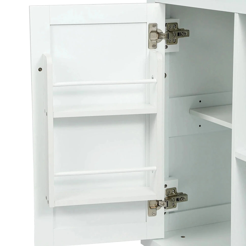 Kitchen Cart Rubber Wood Top On Wheels With Storage Cabinets & Drawers Media 15