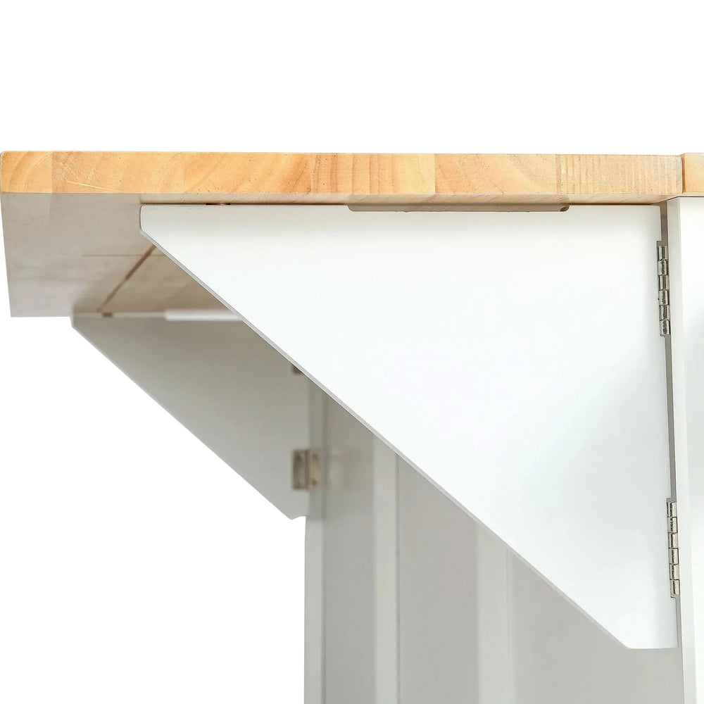 Kitchen Cart Rubber Wood Top On Wheels With Storage Cabinets & Drawers Media 18