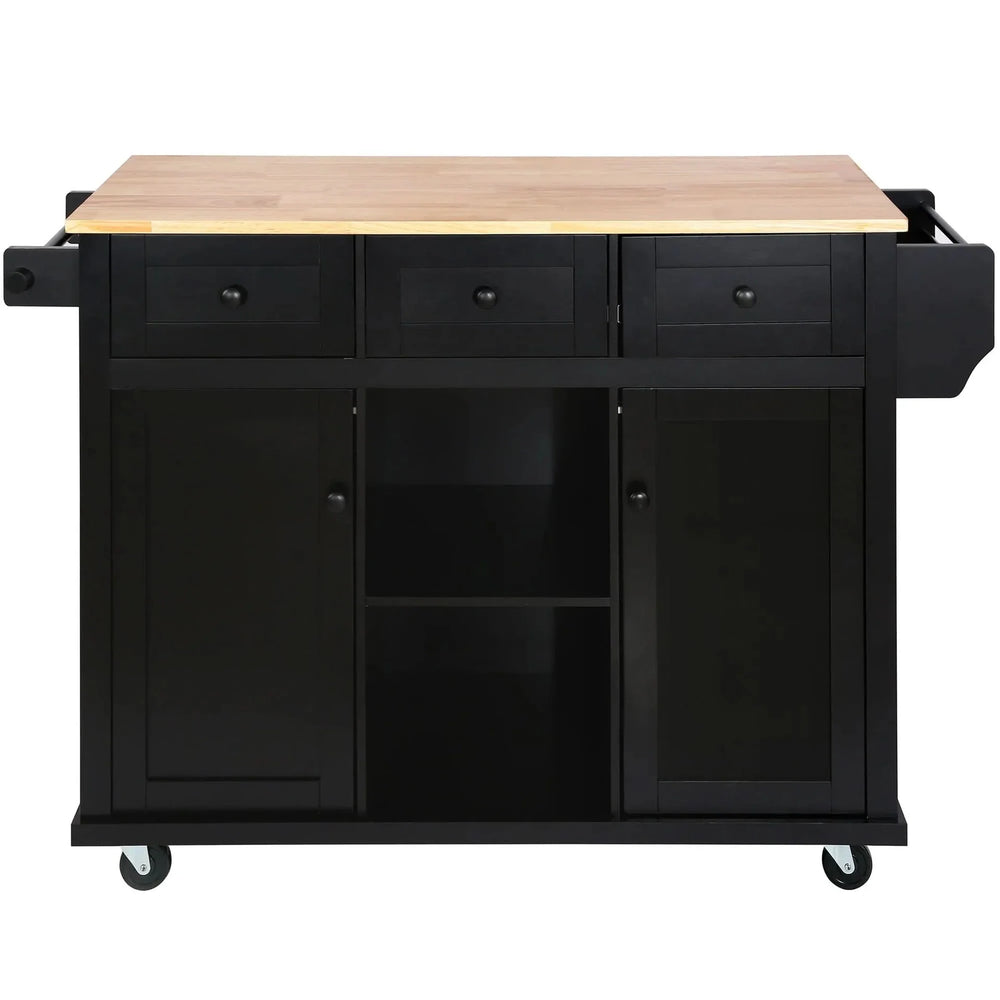 Kitchen Cart Rubber Wood Top Drop Leaf Design Storage Island On Wheels Media 10