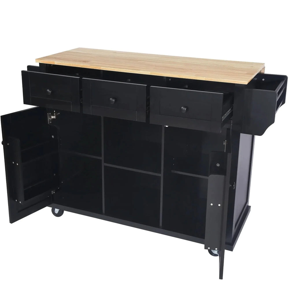 Kitchen Cart Rubber Wood Top Drop Leaf Design Storage Island On Wheels Media 12