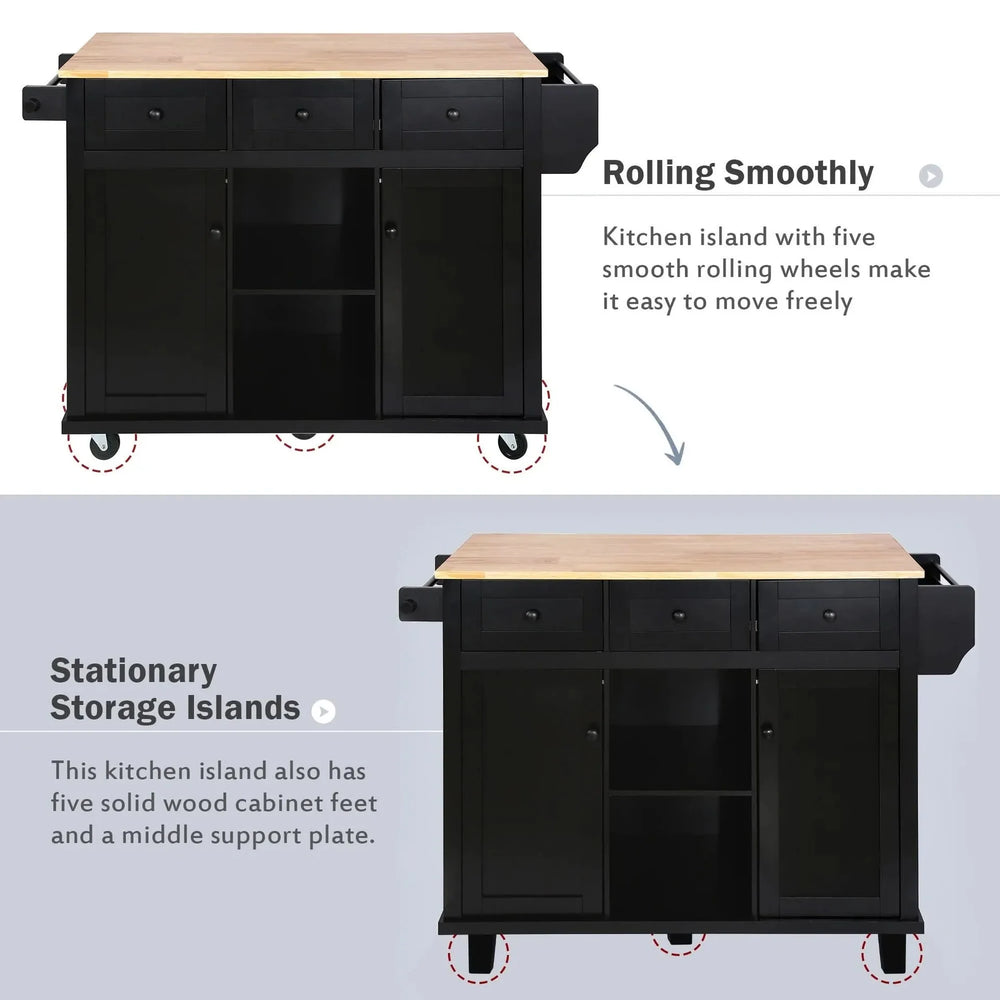 Kitchen Cart Rubber Wood Top Drop Leaf Design Storage Island On Wheels Media 7