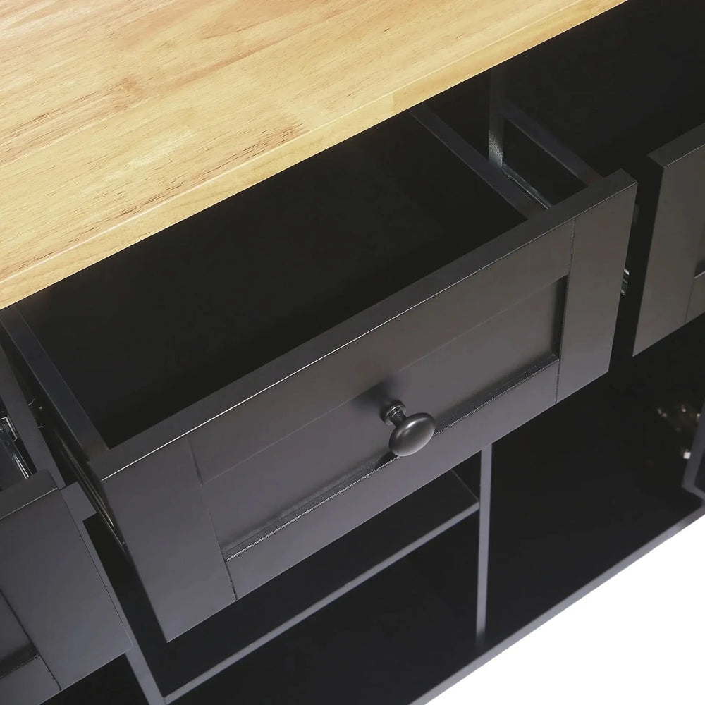 Kitchen Cart Rubber Wood Top Drop Leaf Design Storage Island On Wheels Media 19