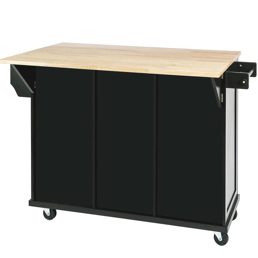 Kitchen Cart Rubber Wood Top Drop Leaf Design Storage Island On Wheels Media 13