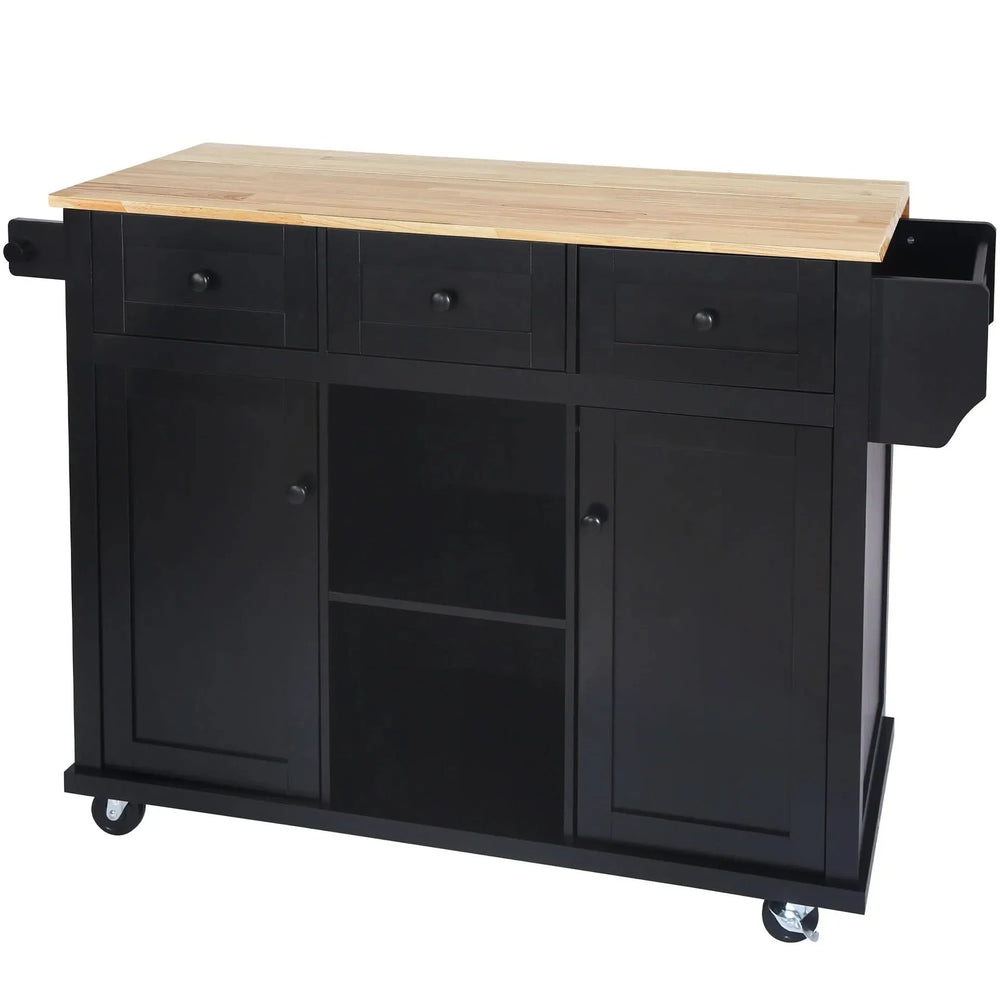 Kitchen Cart Rubber Wood Top Drop Leaf Design Storage Island On Wheels Media 11