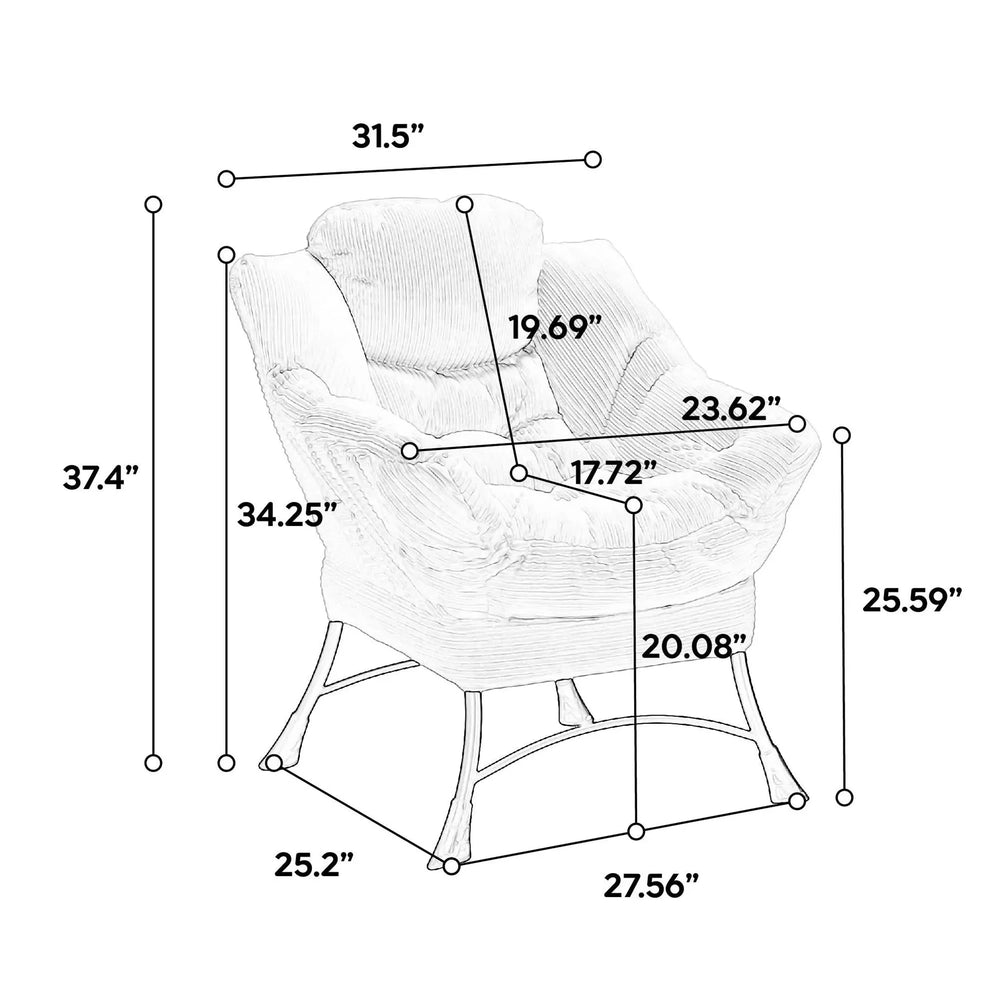 Lazy Chair with Ottoman, Modern Lounge Accent Chair with Armrests and a Side Pocket, Leisure Upholstered Sofa Chair Reading Chair with Footrest for Small Space, Corner Chair-Grey Media 11