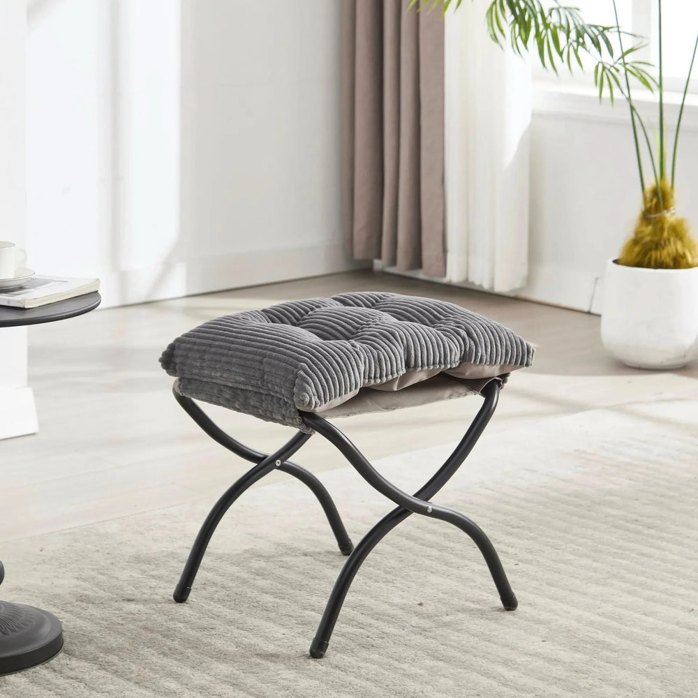 Lazy Chair with Ottoman, Modern Lounge Accent Chair with Armrests and a Side Pocket, Leisure Upholstered Sofa Chair Reading Chair with Footrest for Small Space, Corner Chair-Grey Media 9