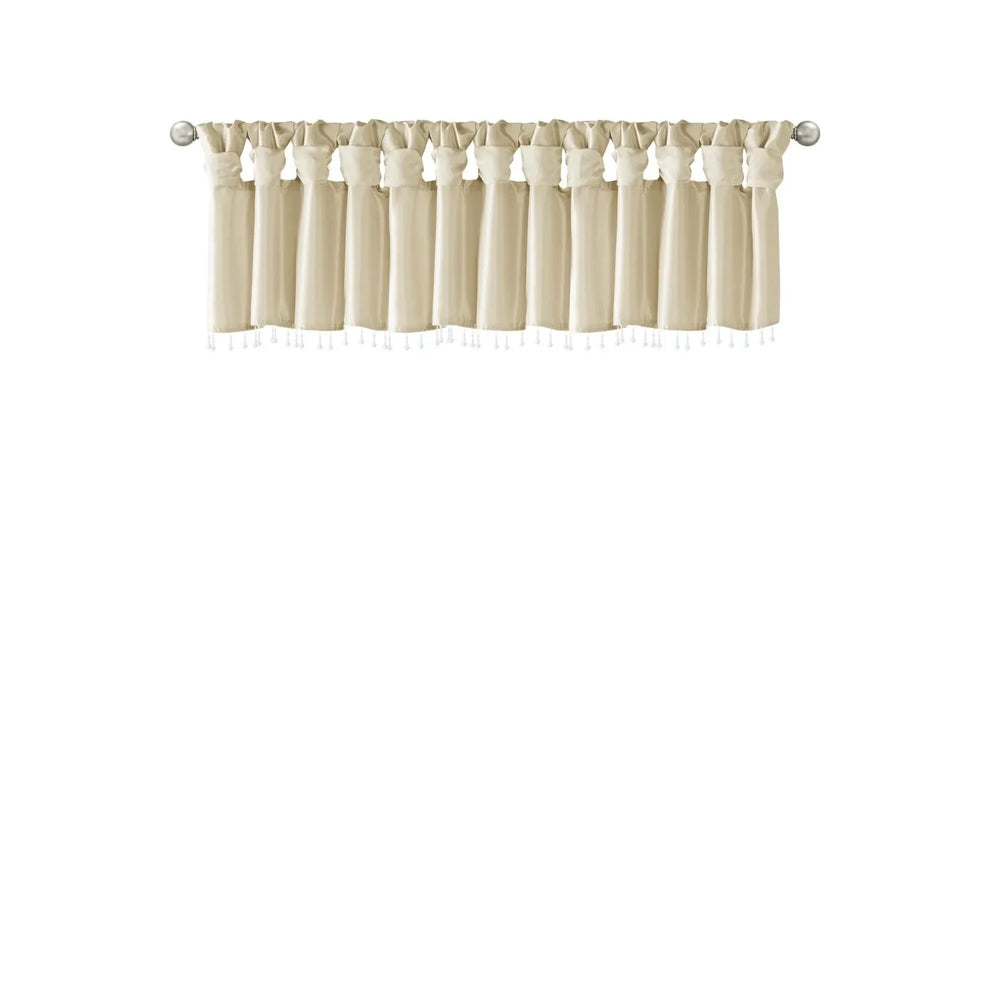 Faux Silk Valance Microfiber Beaded Champagne 50x26 Window Covering Media 6