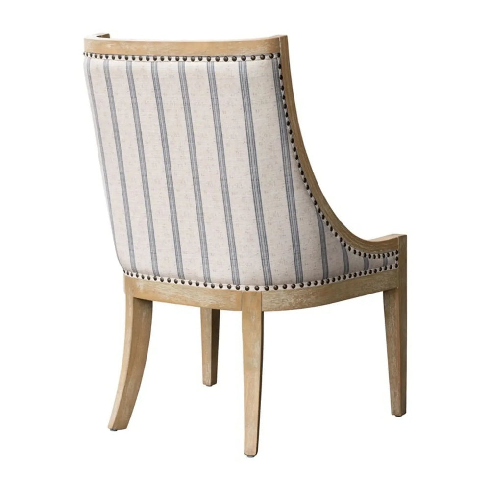 Upholstered Dining Chair Beige Upholstery Nailhead Trim Solid Wood Media 10