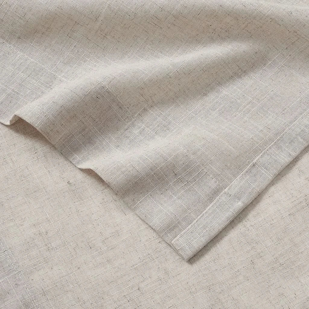 Linen Blend Curtains Polyester Light Filtering Panel Pair For Windows Media 15