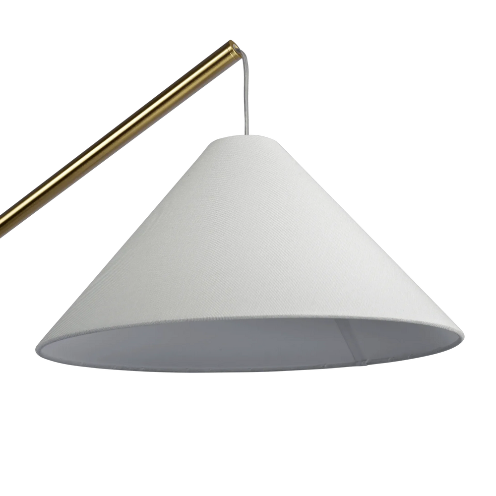 Floor Lamp Antique Brass White Fabric Shade On Off Switch Coned Base Media 5