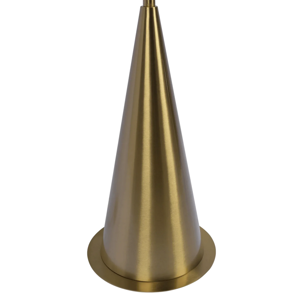 Floor Lamp Antique Brass White Fabric Shade On Off Switch Coned Base Media 4