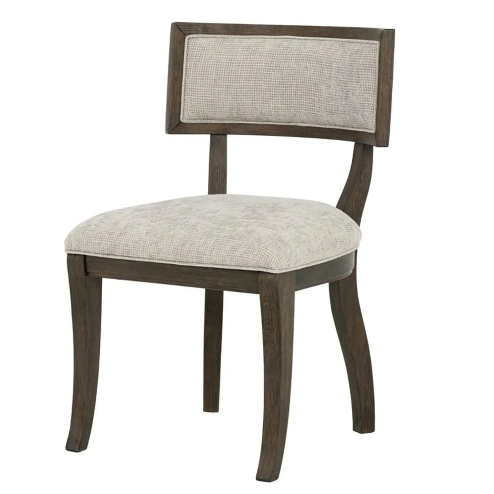Upholstered Dining Chairs Beige Set Of 2 With Aged Brown Oak Finish Media 5
