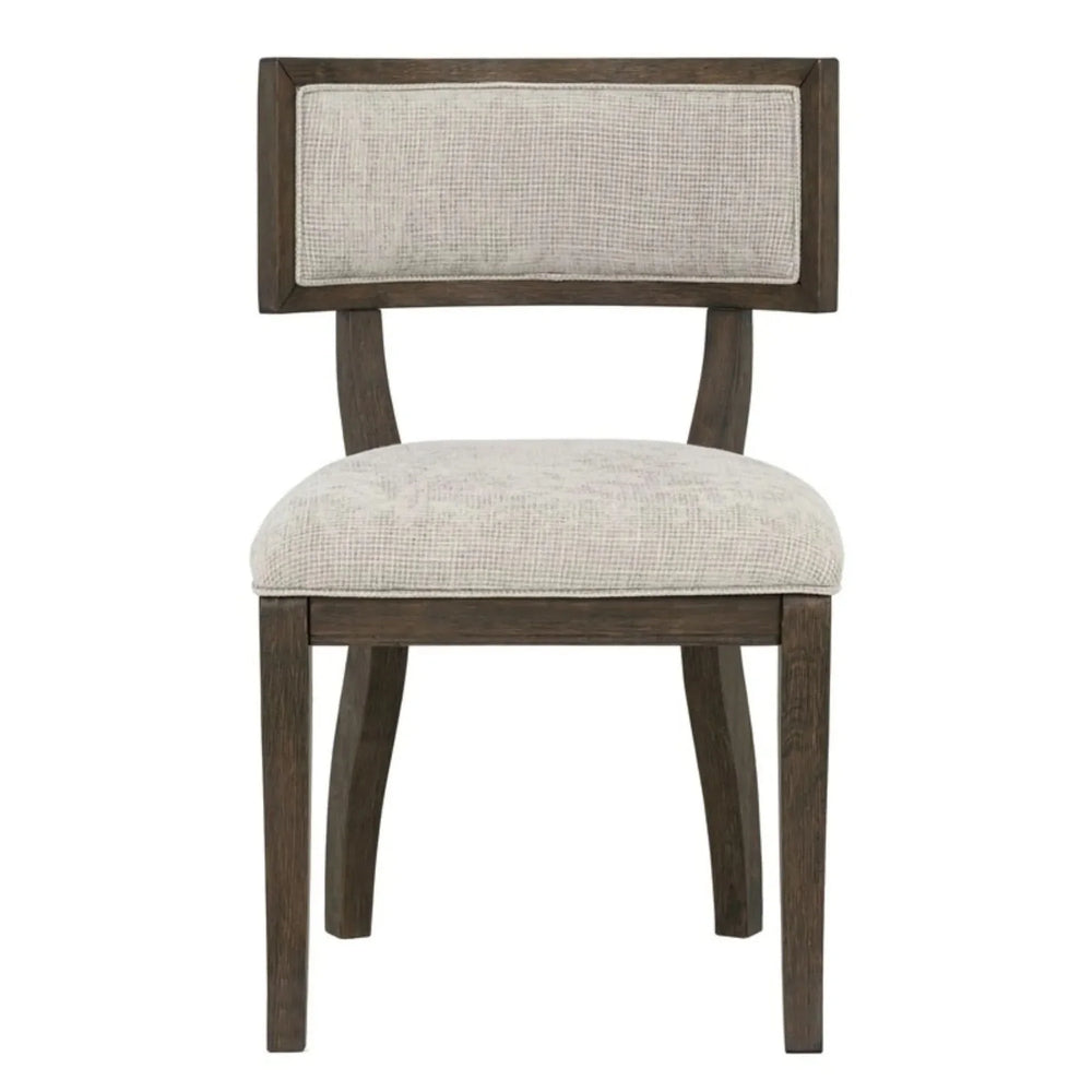 Upholstered Dining Chairs Beige Set Of 2 With Aged Brown Oak Finish Media 11