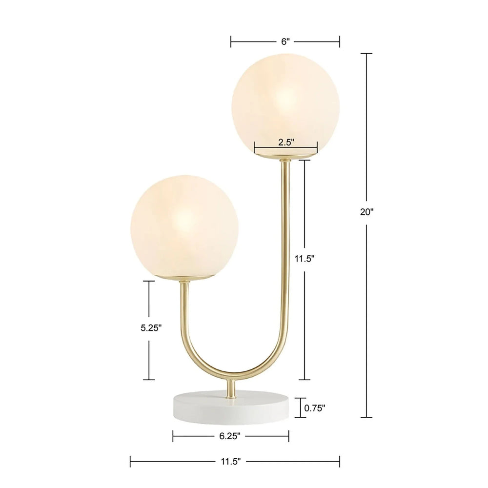 Globe Table Lamp 2 Light Metal Iron Gold Brass Finish Modern Home Accent Media 9