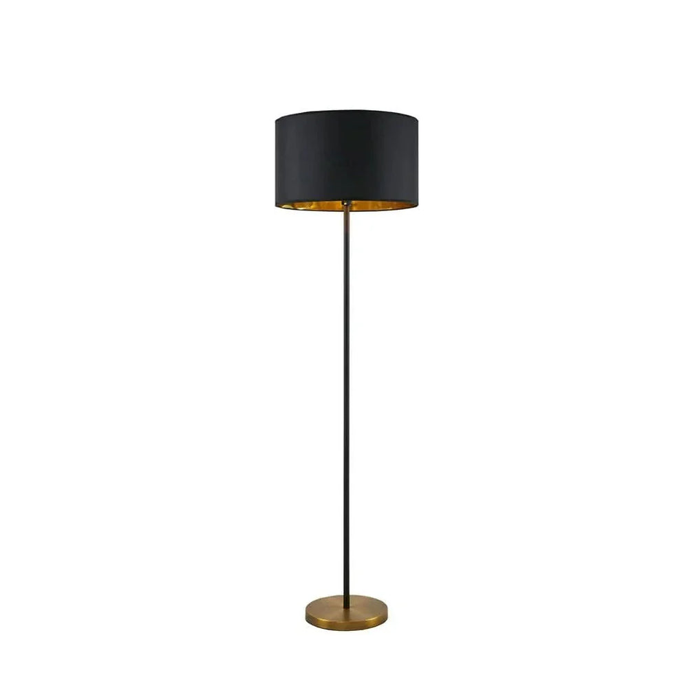 Floor Lamp Cotton Shade Drum Modern Metal Stem Living Room Lighting Media 2