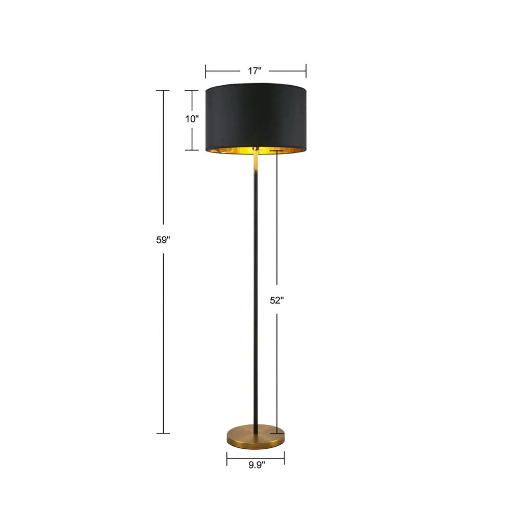 Floor Lamp Cotton Shade Drum Modern Metal Stem Living Room Lighting Media 5