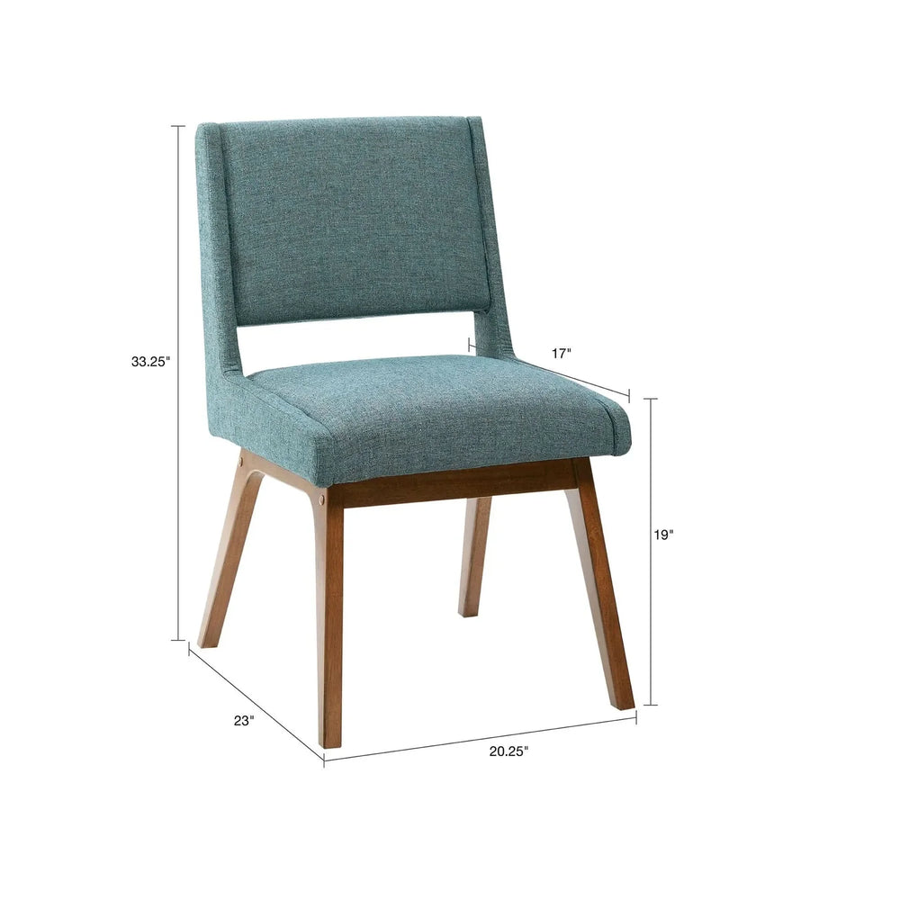 Dining Chair Blue Polyester Upholstery Set Of 2 Mid-Century Chairs Media 3