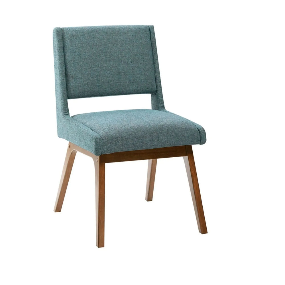 Dining Chair Blue Polyester Upholstery Set Of 2 Mid-Century Chairs Media 4