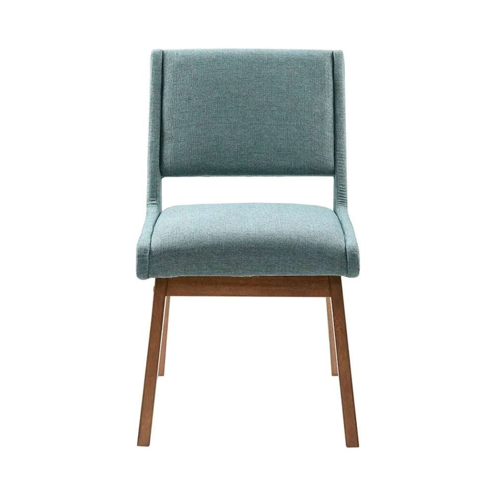 Dining Chair Blue Polyester Upholstery Set Of 2 Mid-Century Chairs Media 5