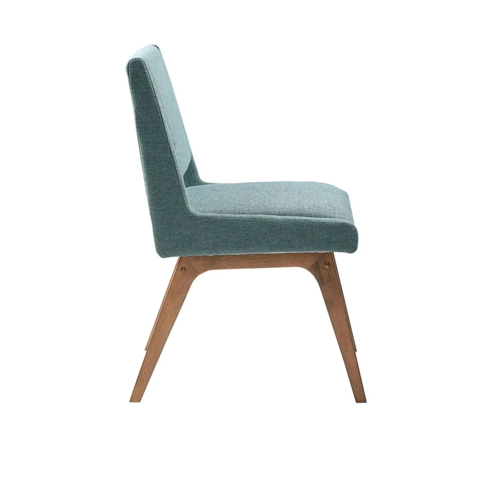 Dining Chair Blue Polyester Upholstery Set Of 2 Mid-Century Chairs Media 7