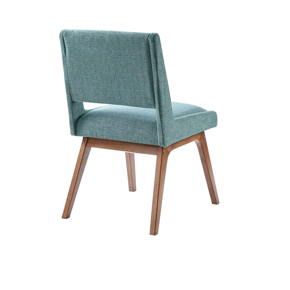 Dining Chair Blue Polyester Upholstery Set Of 2 Mid-Century Chairs Media 6