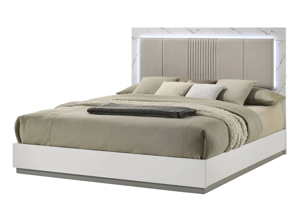 Mist Queen 4-Piece Set – Two-Tone High-Gloss Marble & Lacquer Finish with LED Lighting White - DTY Store