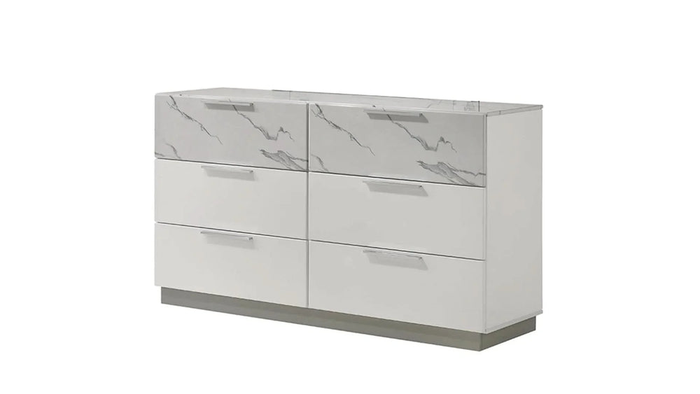 Mist Queen 5-Piece Set – Two-Tone High-Gloss Marble & Lacquer Finish with LED Lighting, Spacious Velvet-Lined Storage White - DTY Store