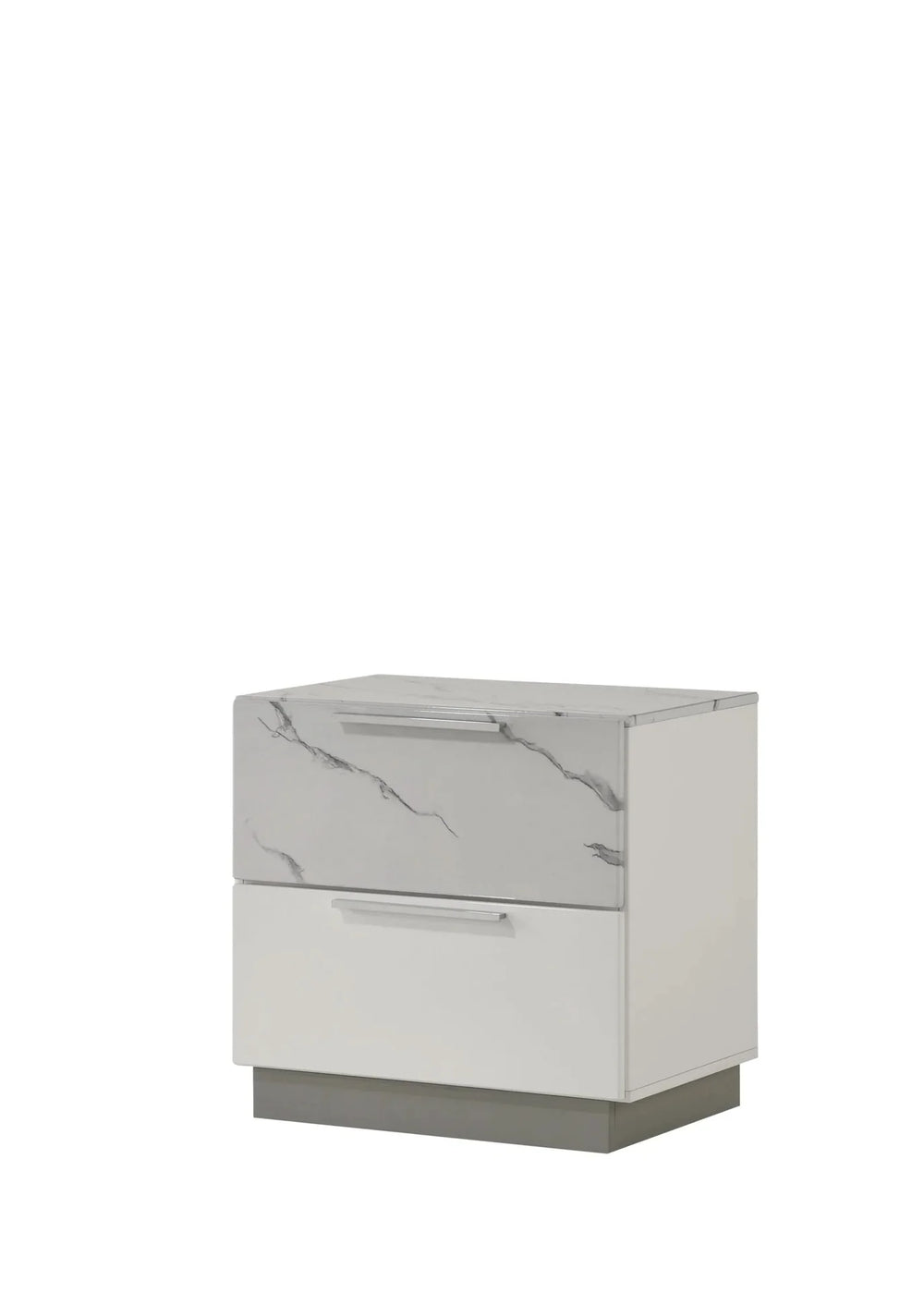 Queen Bedroom Set Two-Tone Marble & Lacquer Finish LED Lighting Collection Media 10
