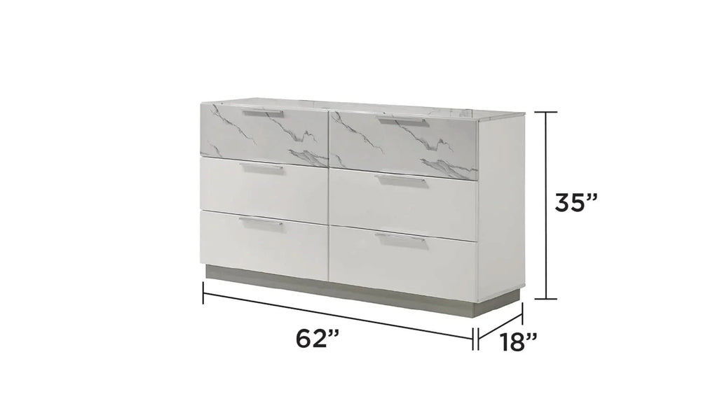 Mist Queen 5-Piece Set – Two-Tone High-Gloss Marble & Lacquer Finish with LED Lighting, Spacious Velvet-Lined Storage White - DTY Store