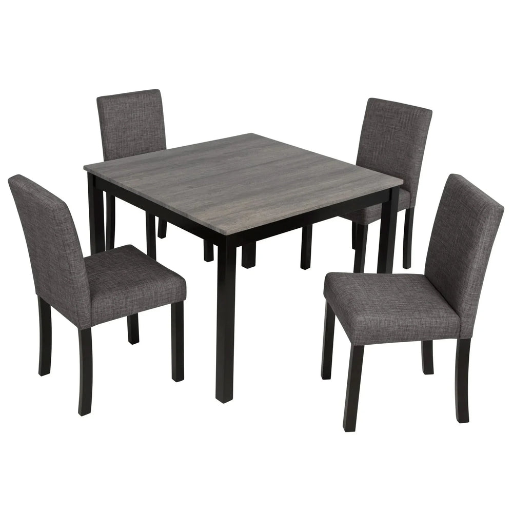 Dining Table Set Fabric & Wood Modern Seats 4 For Kitchen & Dining Media 1