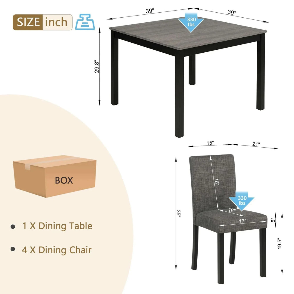 Dining Table Set Fabric & Wood Modern Seats 4 For Kitchen & Dining Media 3