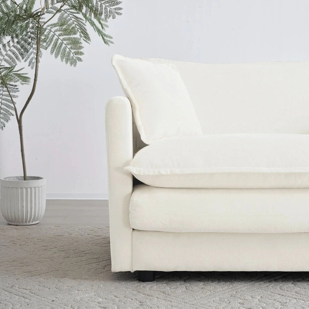 Modern Accent Chair with Ottoman, Living Room Club Chair Chenille Upholstered Armchair , Reading Chair for Bedroom, White - DTY Store