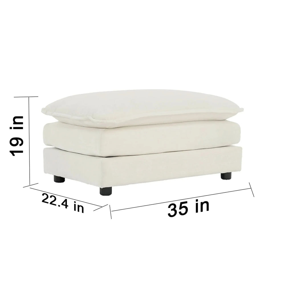 Accent Chair Chenille Upholstered Ottoman Reading Chair For Living Room White Media 8