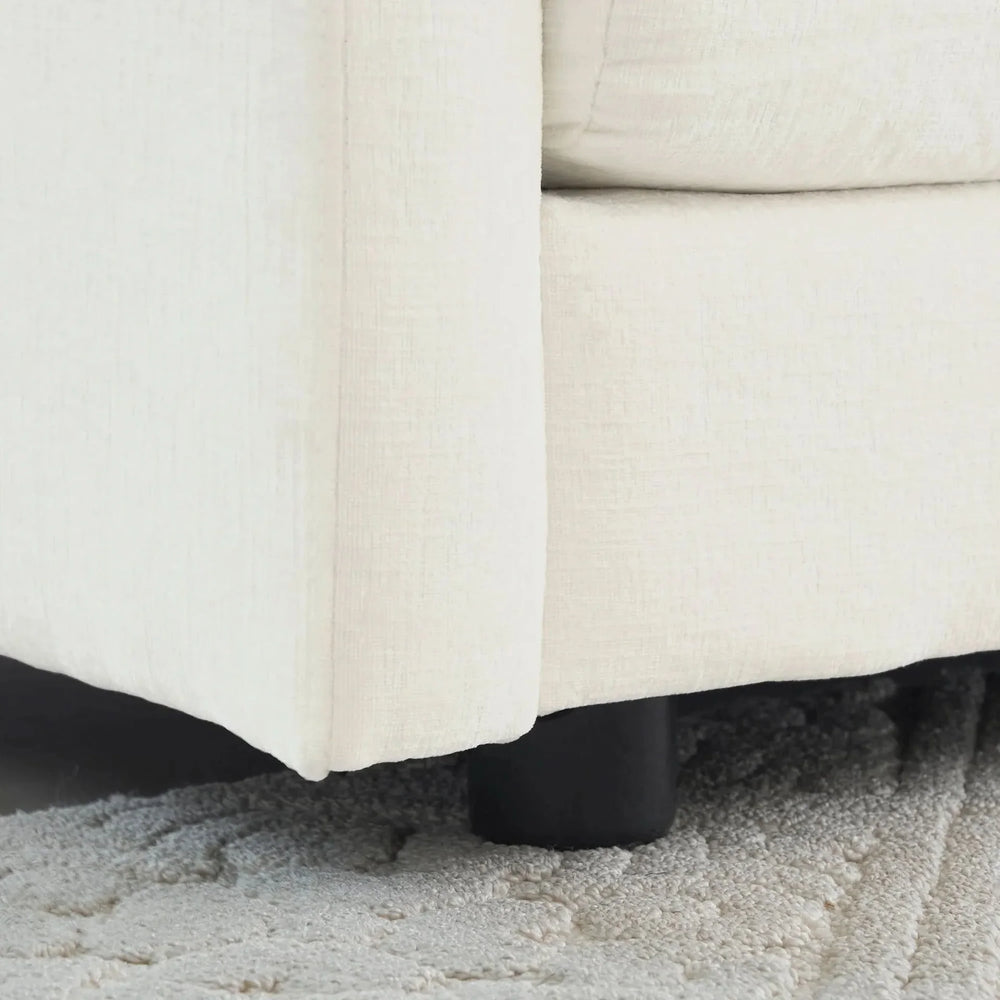 Modern Accent Chair with Ottoman, Living Room Club Chair Chenille Upholstered Armchair , Reading Chair for Bedroom, White - DTY Store